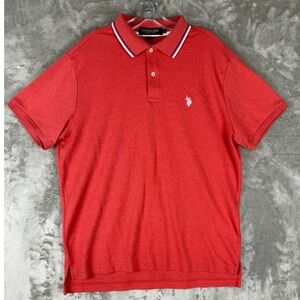 US Polo Assn Mens Red Slim Fit Luxury Feel Polo Shirt Size L